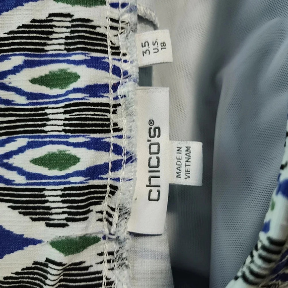 Chico's women's Pull-On multicolor pants size 18 geometric blue and white - Picture 7 of 8